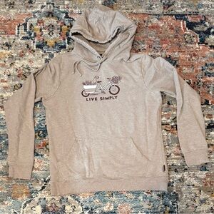 Patagonia graphic hoodie with dog and bicycle